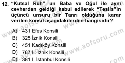 Yaşayan Dünya Dinleri Dersi 2024 - 2025 Yılı (Final) Dönem Sonu Sınav Soruları 12. Soru