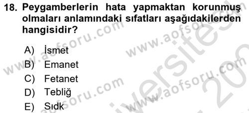 Yaşayan Dünya Dinleri Dersi 2024 - 2025 Yılı (Final) Dönem Sonu Sınav Soruları 18. Soru