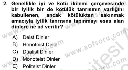 Yaşayan Dünya Dinleri Dersi 2024 - 2025 Yılı (Final) Dönem Sonu Sınav Soruları 2. Soru