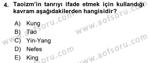 Yaşayan Dünya Dinleri Dersi 2024 - 2025 Yılı (Final) Dönem Sonu Sınav Soruları 4. Soru
