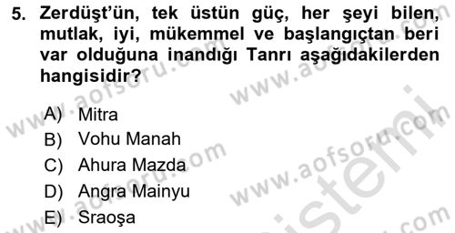 Yaşayan Dünya Dinleri Dersi 2024 - 2025 Yılı (Final) Dönem Sonu Sınav Soruları 5. Soru