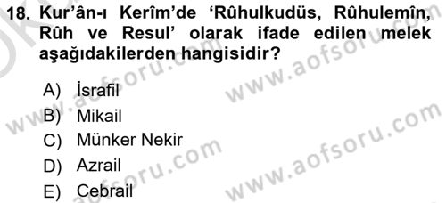 Yaşayan Dünya Dinleri Dersi Yaz Okulu Sınavı Deneme Sınav Soruları 18. Soru