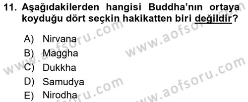 Yaşayan Dünya Dinleri Dersi 2025 - 2026 Yılı (Vize) Ara Sınav Soruları 11. Soru