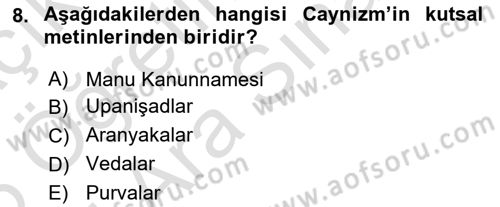 Yaşayan Dünya Dinleri Dersi 2025 - 2026 Yılı (Vize) Ara Sınav Soruları 8. Soru