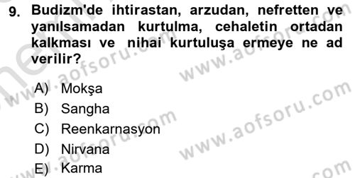 Yaşayan Dünya Dinleri Dersi 2025 - 2026 Yılı (Vize) Ara Sınav Soruları 9. Soru