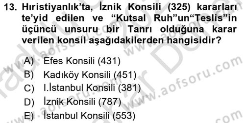 Yaşayan Dünya Dinleri Dersi 2025 - 2026 Yılı (Final) Dönem Sonu Sınav Soruları 13. Soru