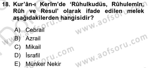 Yaşayan Dünya Dinleri Dersi 2025 - 2026 Yılı (Final) Dönem Sonu Sınav Soruları 18. Soru