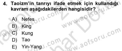 Yaşayan Dünya Dinleri Dersi 2025 - 2026 Yılı (Final) Dönem Sonu Sınav Soruları 4. Soru