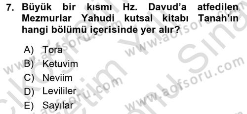 Yaşayan Dünya Dinleri Dersi 2025 - 2026 Yılı (Final) Dönem Sonu Sınav Soruları 7. Soru