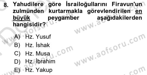 Yaşayan Dünya Dinleri Dersi 2025 - 2026 Yılı (Final) Dönem Sonu Sınav Soruları 8. Soru