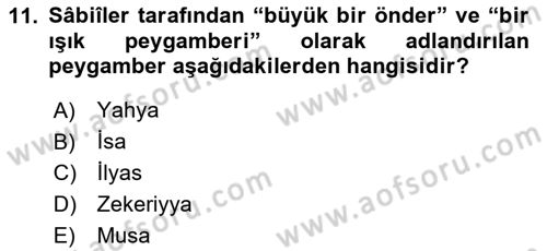 Yaşayan Dünya Dinleri Dersi 2025 - 2026 Yılı Yaz Okulu Sınav Soruları 11. Soru