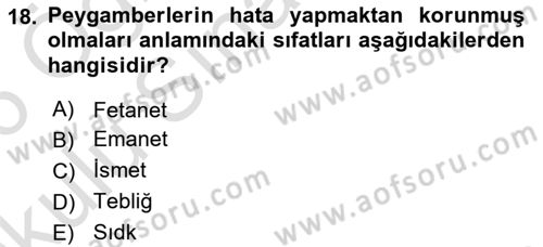 Yaşayan Dünya Dinleri Dersi 2025 - 2026 Yılı Yaz Okulu Sınav Soruları 18. Soru