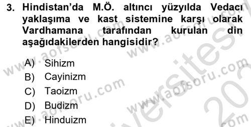 Yaşayan Dünya Dinleri Dersi 2025 - 2026 Yılı Yaz Okulu Sınav Soruları 3. Soru