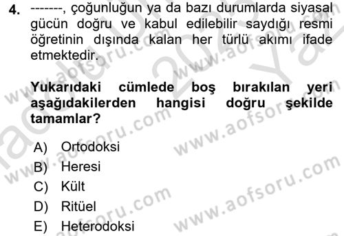 Yaşayan Dünya Dinleri Dersi 2025 - 2026 Yılı Yaz Okulu Sınav Soruları 4. Soru
