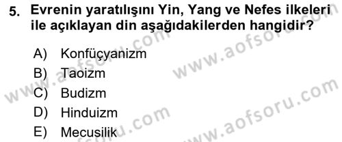 Yaşayan Dünya Dinleri Dersi 2025 - 2026 Yılı Yaz Okulu Sınav Soruları 5. Soru