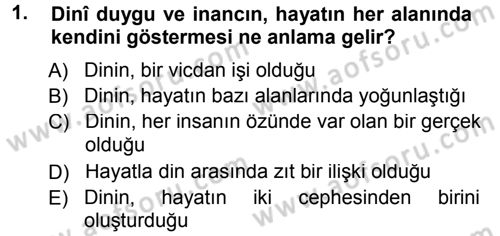 Din Eğitimi ve Din Hizmetlerinde Rehberlik Dersi 2012 - 2013 Yılı (Vize) Ara Sınav Soruları 1. Soru