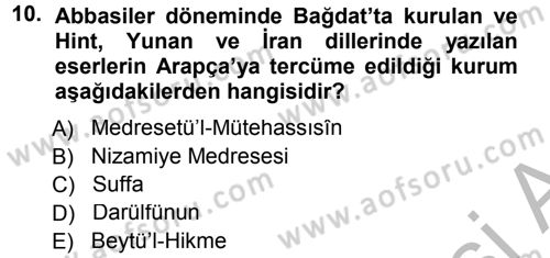Din Eğitimi ve Din Hizmetlerinde Rehberlik Dersi 2012 - 2013 Yılı (Vize) Ara Sınav Soruları 10. Soru