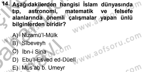Din Eğitimi ve Din Hizmetlerinde Rehberlik Dersi 2012 - 2013 Yılı (Vize) Ara Sınav Soruları 14. Soru
