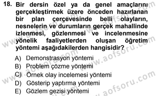 Din Eğitimi ve Din Hizmetlerinde Rehberlik Dersi 2012 - 2013 Yılı (Vize) Ara Sınav Soruları 18. Soru