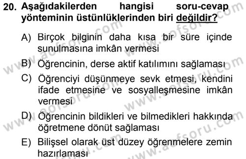Din Eğitimi ve Din Hizmetlerinde Rehberlik Dersi 2012 - 2013 Yılı (Vize) Ara Sınav Soruları 20. Soru
