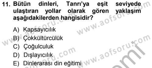 Din Eğitimi ve Din Hizmetlerinde Rehberlik Dersi 2012 - 2013 Yılı (Final) Dönem Sonu Sınav Soruları 11. Soru