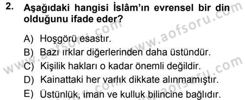 Din Eğitimi ve Din Hizmetlerinde Rehberlik Dersi 2012 - 2013 Yılı (Final) Dönem Sonu Sınav Soruları 2. Soru
