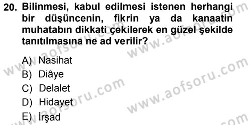 Din Eğitimi ve Din Hizmetlerinde Rehberlik Dersi 2012 - 2013 Yılı (Final) Dönem Sonu Sınav Soruları 20. Soru