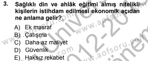 Din Eğitimi ve Din Hizmetlerinde Rehberlik Dersi 2012 - 2013 Yılı (Final) Dönem Sonu Sınav Soruları 3. Soru