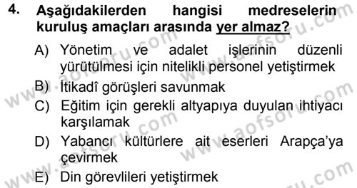 Din Eğitimi ve Din Hizmetlerinde Rehberlik Dersi 2012 - 2013 Yılı (Final) Dönem Sonu Sınav Soruları 4. Soru