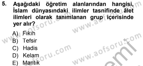 Din Eğitimi ve Din Hizmetlerinde Rehberlik Dersi 2012 - 2013 Yılı (Final) Dönem Sonu Sınav Soruları 5. Soru