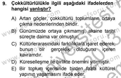 Din Eğitimi ve Din Hizmetlerinde Rehberlik Dersi 2012 - 2013 Yılı (Final) Dönem Sonu Sınav Soruları 9. Soru