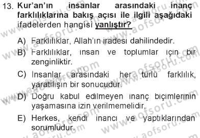 Din Eğitimi ve Din Hizmetlerinde Rehberlik Dersi 2012 - 2013 Yılı Tek Ders Sınav Soruları 13. Soru