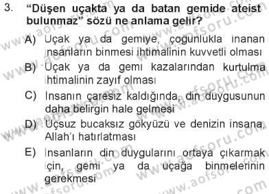 Din Eğitimi ve Din Hizmetlerinde Rehberlik Dersi 2012 - 2013 Yılı Tek Ders Sınav Soruları 3. Soru