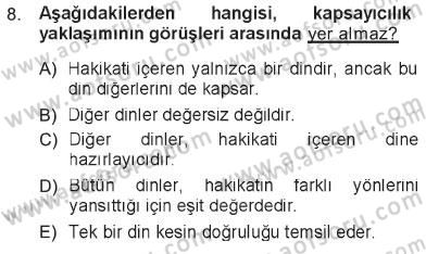 Din Eğitimi ve Din Hizmetlerinde Rehberlik Dersi 2012 - 2013 Yılı Tek Ders Sınav Soruları 8. Soru