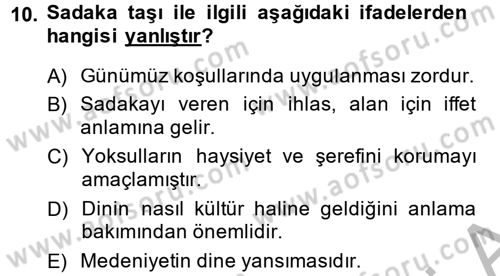 Din Eğitimi ve Din Hizmetlerinde Rehberlik Dersi 2013 - 2014 Yılı (Vize) Ara Sınav Soruları 10. Soru