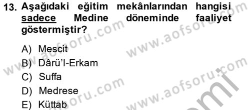 Din Eğitimi ve Din Hizmetlerinde Rehberlik Dersi 2013 - 2014 Yılı (Vize) Ara Sınav Soruları 13. Soru