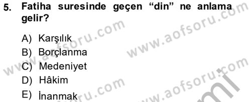 Din Eğitimi ve Din Hizmetlerinde Rehberlik Dersi 2013 - 2014 Yılı (Vize) Ara Sınav Soruları 5. Soru