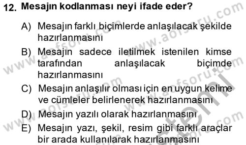 Din Eğitimi ve Din Hizmetlerinde Rehberlik Dersi 2013 - 2014 Yılı (Final) Dönem Sonu Sınav Soruları 12. Soru