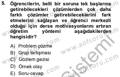 Din Eğitimi ve Din Hizmetlerinde Rehberlik Dersi 2013 - 2014 Yılı (Final) Dönem Sonu Sınav Soruları 5. Soru