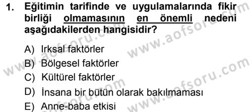 Din Eğitimi ve Din Hizmetlerinde Rehberlik Dersi 2013 - 2014 Yılı Tek Ders Sınav Soruları 1. Soru