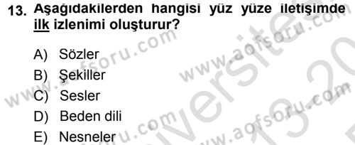 Din Eğitimi ve Din Hizmetlerinde Rehberlik Dersi 2013 - 2014 Yılı Tek Ders Sınav Soruları 13. Soru