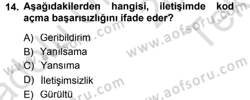 Din Eğitimi ve Din Hizmetlerinde Rehberlik Dersi 2013 - 2014 Yılı Tek Ders Sınav Soruları 14. Soru
