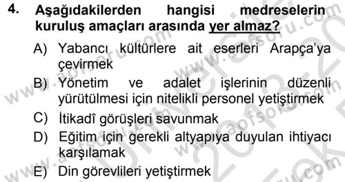 Din Eğitimi ve Din Hizmetlerinde Rehberlik Dersi 2013 - 2014 Yılı Tek Ders Sınav Soruları 4. Soru