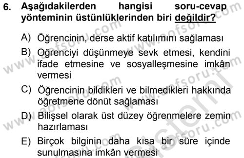 Din Eğitimi ve Din Hizmetlerinde Rehberlik Dersi 2013 - 2014 Yılı Tek Ders Sınav Soruları 6. Soru