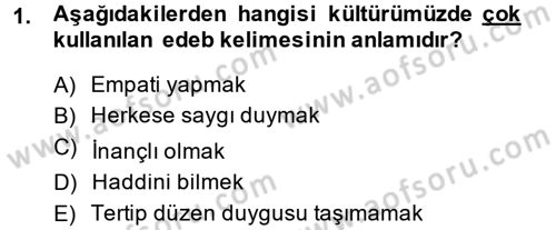 Din Eğitimi ve Din Hizmetlerinde Rehberlik Dersi 2014 - 2015 Yılı (Vize) Ara Sınav Soruları 1. Soru