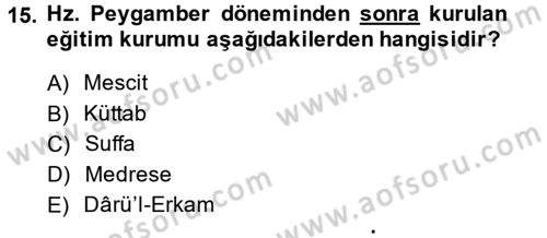 Din Eğitimi ve Din Hizmetlerinde Rehberlik Dersi 2014 - 2015 Yılı (Vize) Ara Sınav Soruları 15. Soru