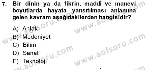 Din Eğitimi ve Din Hizmetlerinde Rehberlik Dersi 2014 - 2015 Yılı (Vize) Ara Sınav Soruları 7. Soru