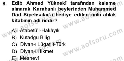 Din Eğitimi ve Din Hizmetlerinde Rehberlik Dersi 2014 - 2015 Yılı (Vize) Ara Sınav Soruları 8. Soru