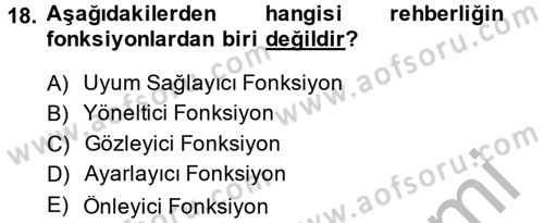 Din Eğitimi ve Din Hizmetlerinde Rehberlik Dersi 2014 - 2015 Yılı (Final) Dönem Sonu Sınav Soruları 18. Soru