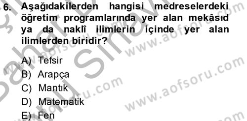 Din Eğitimi ve Din Hizmetlerinde Rehberlik Dersi 2014 - 2015 Yılı (Final) Dönem Sonu Sınav Soruları 6. Soru